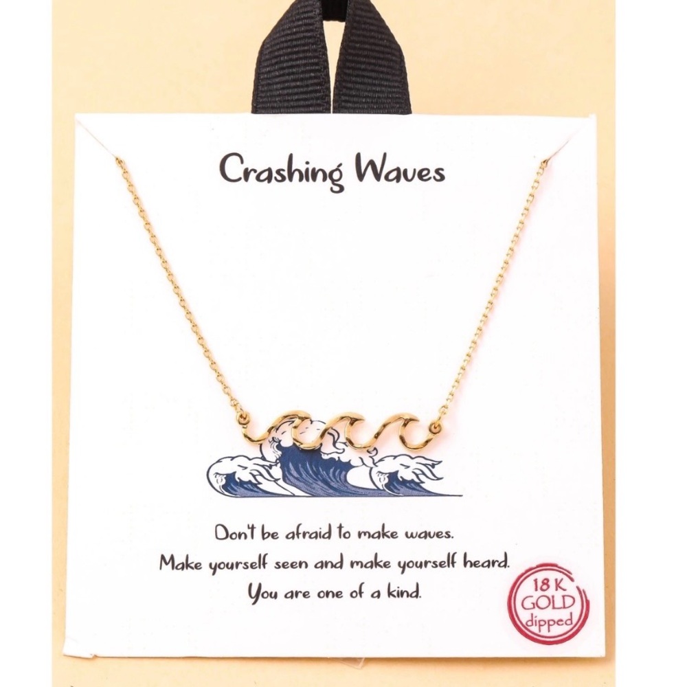 NWT Gold Wave Chain Necklace 18K Gold Dipped
